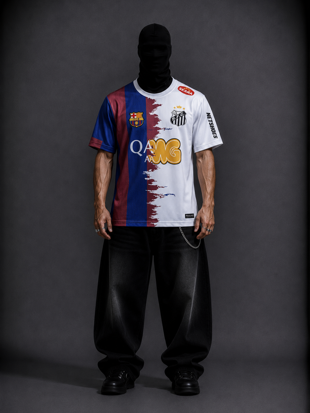 Fc Barcelona X Santos Fc neymar special edition half sleeves kit