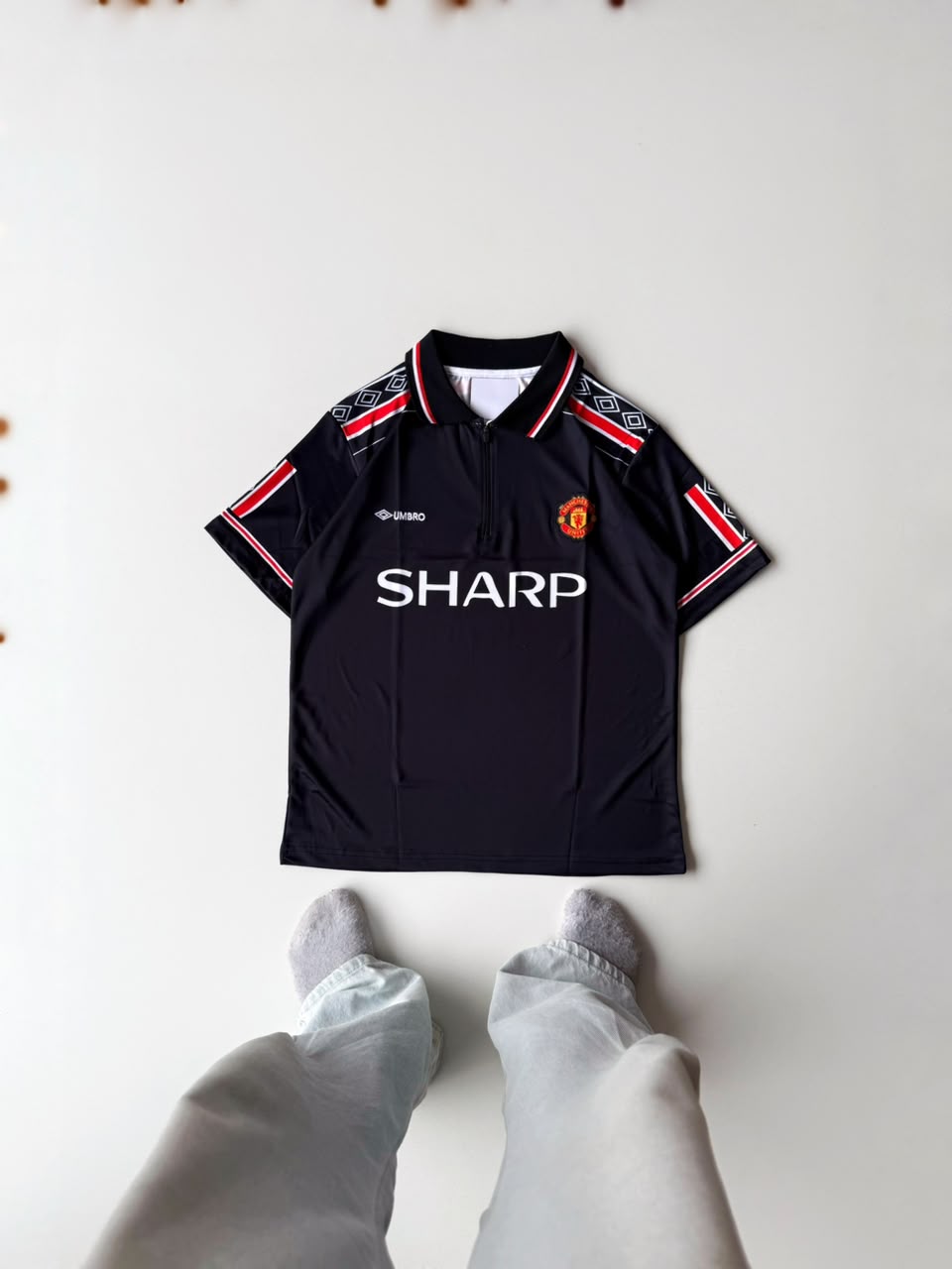 Manchester United 1998-1999 Beckham away half sleeves (zip )
